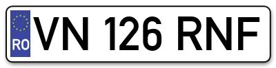 Placuta inmatriculare numar auto  VN-126-RNF, VN 126 RNF, VN126RNF