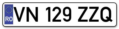 Placuta inmatriculare numar auto  VN-129-ZZQ, VN 129 ZZQ, VN129ZZQ
