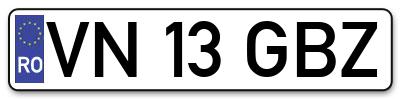 Placuta inmatriculare numar auto  VN-13-GBZ, VN 13 GBZ, VN13GBZ