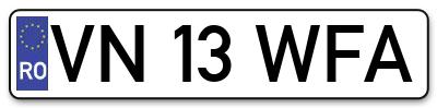 Placuta inmatriculare numar auto  VN-13-WFA, VN 13 WFA, VN13WFA