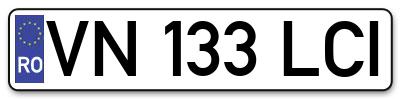 Placuta inmatriculare numar auto  VN-133-LCI, VN 133 LCI, VN133LCI