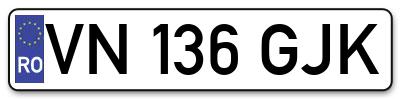 Placuta inmatriculare numar auto  VN-136-GJK, VN 136 GJK, VN136GJK