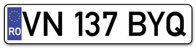 Placuta inmatriculare numar auto  VN-137-BYQ, VN 137 BYQ, VN137BYQ