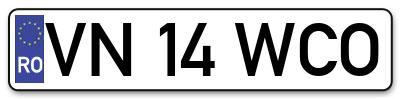 Placuta inmatriculare numar auto  VN-14-WCO, VN 14 WCO, VN14WCO