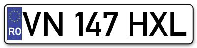 Placuta inmatriculare numar auto  VN-147-HXL, VN 147 HXL, VN147HXL