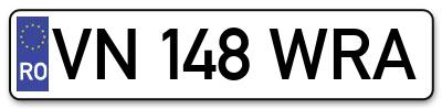 Placuta inmatriculare numar auto  VN-148-WRA, VN 148 WRA, VN148WRA