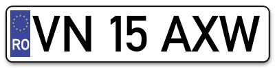 Placuta inmatriculare numar auto  VN-15-AXW, VN 15 AXW, VN15AXW