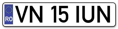 Placuta inmatriculare numar auto  VN-15-IUN, VN 15 IUN, VN15IUN