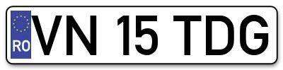 Placuta inmatriculare numar auto  VN-15-TDG, VN 15 TDG, VN15TDG