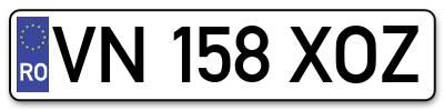 Placuta inmatriculare numar auto  VN-158-XOZ, VN 158 XOZ, VN158XOZ