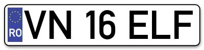 Placuta inmatriculare numar auto  VN-16-ELF, VN 16 ELF, VN16ELF