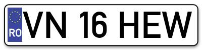 Placuta inmatriculare numar auto  VN-16-HEW, VN 16 HEW, VN16HEW