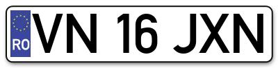 Placuta inmatriculare numar auto  VN-16-JXN, VN 16 JXN, VN16JXN