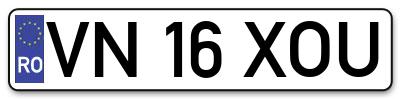 Placuta inmatriculare numar auto  VN-16-XOU, VN 16 XOU, VN16XOU