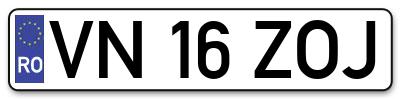 Placuta inmatriculare numar auto  VN-16-ZOJ, VN 16 ZOJ, VN16ZOJ