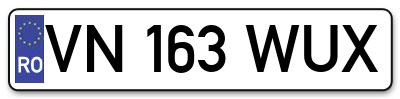 Placuta inmatriculare numar auto  VN-163-WUX, VN 163 WUX, VN163WUX
