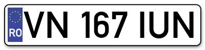 Placuta inmatriculare numar auto  VN-167-IUN, VN 167 IUN, VN167IUN