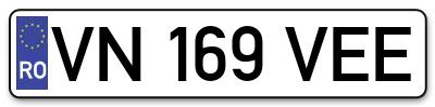 Placuta inmatriculare numar auto  VN-169-VEE, VN 169 VEE, VN169VEE
