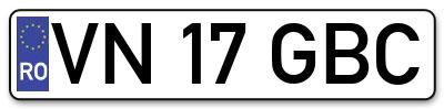 Placuta inmatriculare numar auto  VN-17-GBC, VN 17 GBC, VN17GBC