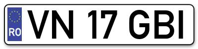 Placuta inmatriculare numar auto  VN-17-GBI, VN 17 GBI, VN17GBI