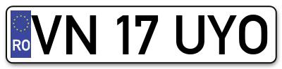 Placuta inmatriculare numar auto  VN-17-UYO, VN 17 UYO, VN17UYO
