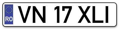 Placuta inmatriculare numar auto  VN-17-XLI, VN 17 XLI, VN17XLI