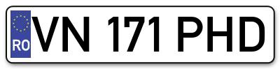 Placuta inmatriculare numar auto  VN-171-PHD, VN 171 PHD, VN171PHD
