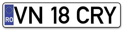 Placuta inmatriculare numar auto  VN-18-CRY, VN 18 CRY, VN18CRY