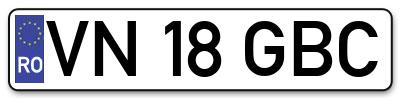 Placuta inmatriculare numar auto  VN-18-GBC, VN 18 GBC, VN18GBC