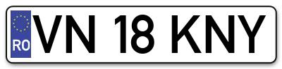 Placuta inmatriculare numar auto  VN-18-KNY, VN 18 KNY, VN18KNY
