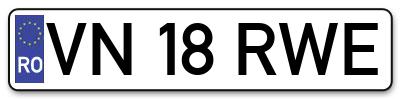 Placuta inmatriculare numar auto  VN-18-RWE, VN 18 RWE, VN18RWE