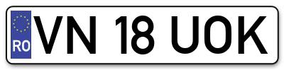 Placuta inmatriculare numar auto  VN-18-UOK, VN 18 UOK, VN18UOK