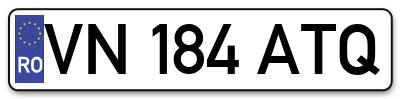 Placuta inmatriculare numar auto  VN-184-ATQ, VN 184 ATQ, VN184ATQ