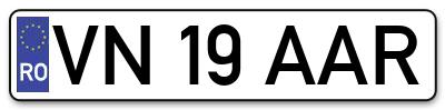 Placuta inmatriculare numar auto  VN-19-AAR, VN 19 AAR, VN19AAR