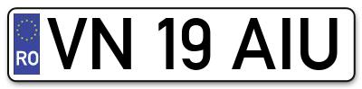 Placuta inmatriculare numar auto  VN-19-AIU, VN 19 AIU, VN19AIU