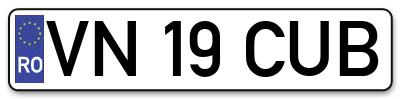 Placuta inmatriculare numar auto  VN-19-CUB, VN 19 CUB, VN19CUB
