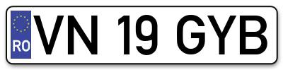 Placuta inmatriculare numar auto  VN-19-GYB, VN 19 GYB, VN19GYB