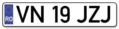 Placuta inmatriculare numar auto  VN-19-JZJ, VN 19 JZJ, VN19JZJ