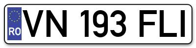 Placuta inmatriculare numar auto  VN-193-FLI, VN 193 FLI, VN193FLI