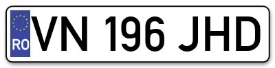 Placuta inmatriculare numar auto  VN-196-JHD, VN 196 JHD, VN196JHD