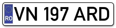 Placuta inmatriculare numar auto  VN-197-ARD, VN 197 ARD, VN197ARD