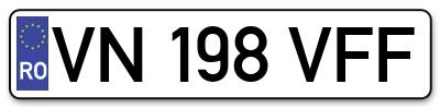 Placuta inmatriculare numar auto  VN-198-VFF, VN 198 VFF, VN198VFF