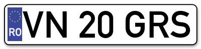 Placuta inmatriculare numar auto  VN-20-GRS, VN 20 GRS, VN20GRS