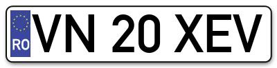 Placuta inmatriculare numar auto  VN-20-XEV, VN 20 XEV, VN20XEV