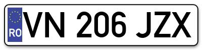 Placuta inmatriculare numar auto  VN-206-JZX, VN 206 JZX, VN206JZX