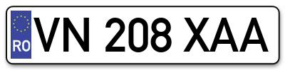 Placuta inmatriculare numar auto  VN-208-XAA, VN 208 XAA, VN208XAA