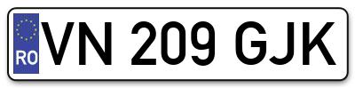 Placuta inmatriculare numar auto  VN-209-GJK, VN 209 GJK, VN209GJK