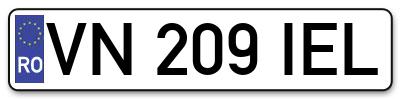 Placuta inmatriculare numar auto  VN-209-IEL, VN 209 IEL, VN209IEL