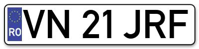 Placuta inmatriculare numar auto  VN-21-JRF, VN 21 JRF, VN21JRF
