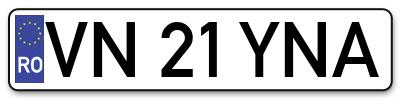 Placuta inmatriculare numar auto  VN-21-YNA, VN 21 YNA, VN21YNA